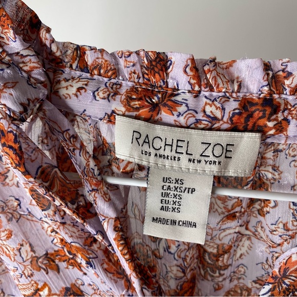 Rachel Zoe Lavender Floral Smocked Puff Sleeve Blouse - Picture 9 of 9